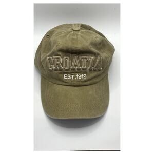 AQUA DI MARE Men's Tan Croatia Embroidered Adjustable Baseball Cap SZ OS